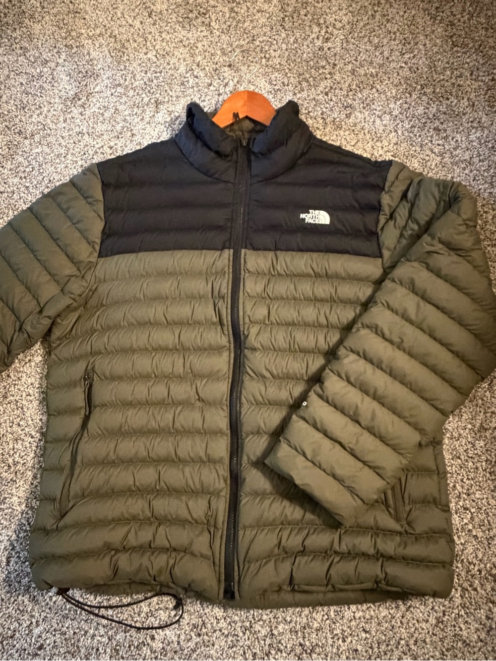 The North Face Men’s XL Stretch Down Jacket 700 Fill Olive Green Black Puffer